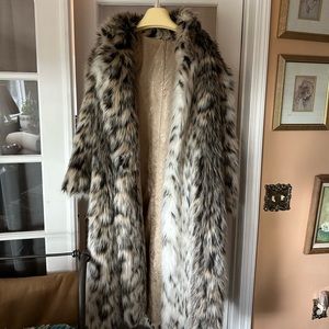 Vintage 80s EYBL Faux Ocelot Fur Coat Size M/L